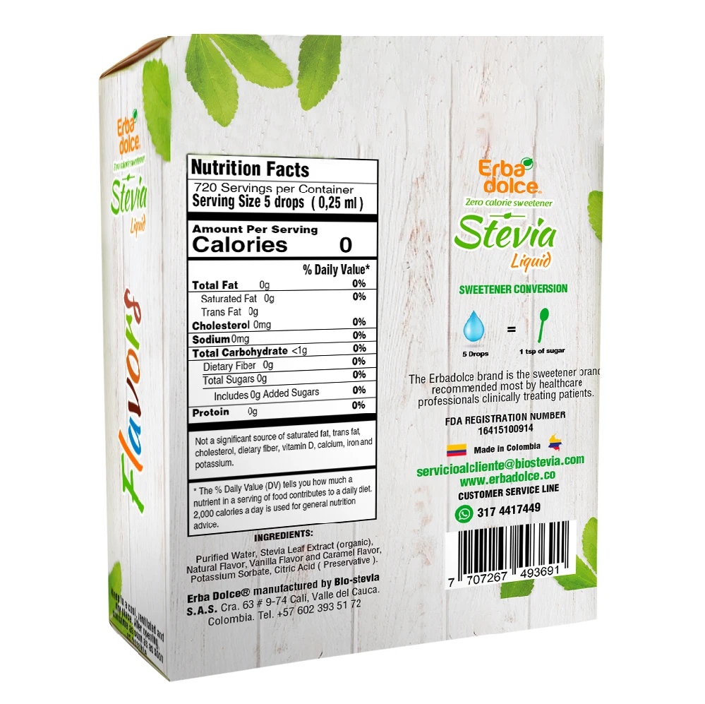(4packs) Erba Dolce Stevia Liquid Sweetener 3 Flavor Pack - Image 2