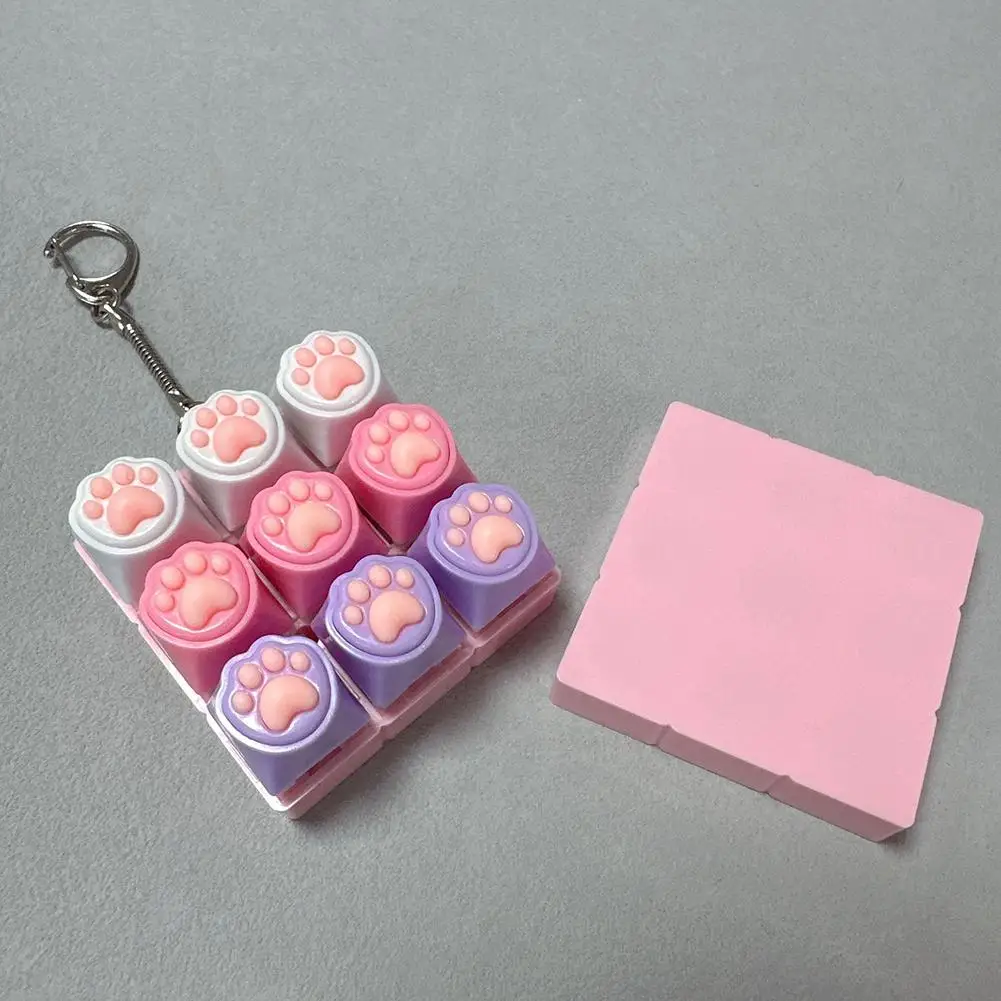 Keyboard Fidget Toys LED Crystal Keycap Keychain Stress Relief Fingertip Gadget Decompression Toys Clicker Fidget Toy - Image 2