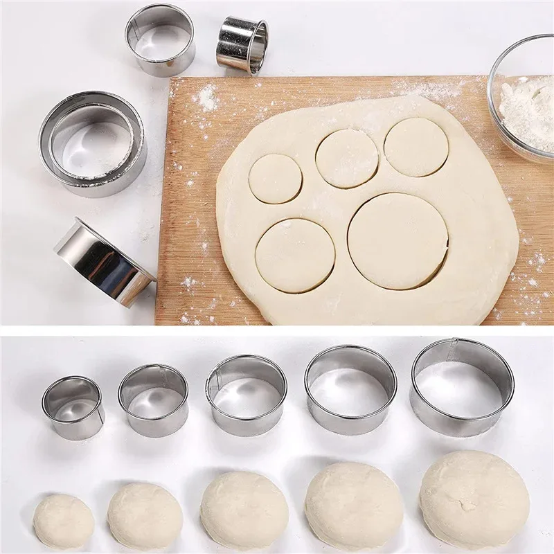 5PCS Round Stainless Steel Biscuit Mold Dumpling Skin Cutting Mold DIY Biscuit Pastry Cake Baking Tools Kitchen Baking Gadget - Image 3