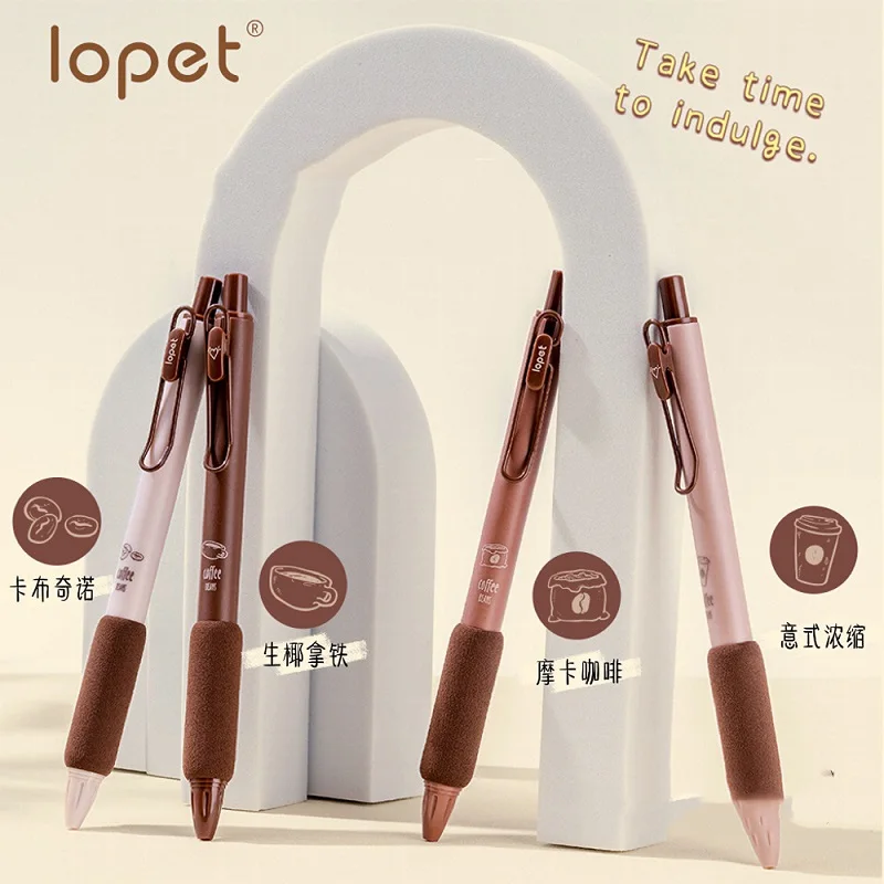 Lopet Cute gel pens sets 4pcs 0.5mm Black Ink Writing Pen Soft Grip Press Kawaii Stationery Quick Dry Homework School Gadgets - Image 4