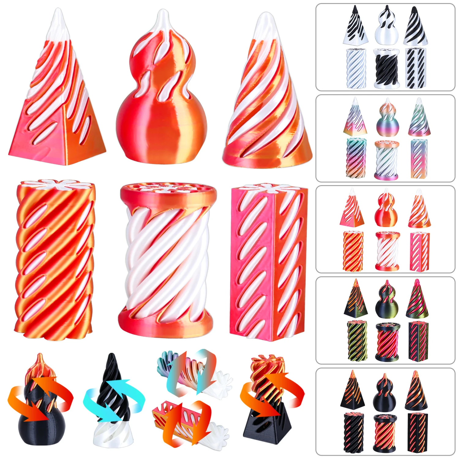 3D Printed Spiral Cone Toy Mini Impossible Pass through Square Pillar Fidget Helix Vortex Illusion Stress Relief Desk Gadget