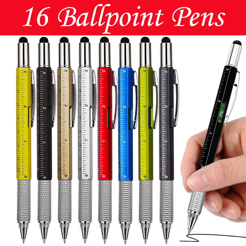 16Pcs Multitool Ballpoint Pens Cool Tools Gadget for Dad Pocket Multi Tool for Woodworker Carpenter Construction