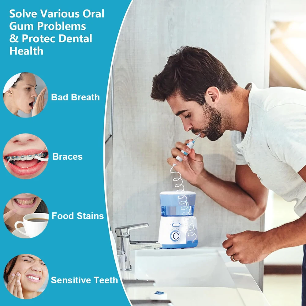 Water Flosser Dental Oral Irrigator Teeth Cleaning High Pressure Water Flosser for Teeth 800ML Mouth Washing Machine with 5x Tip - Image 2