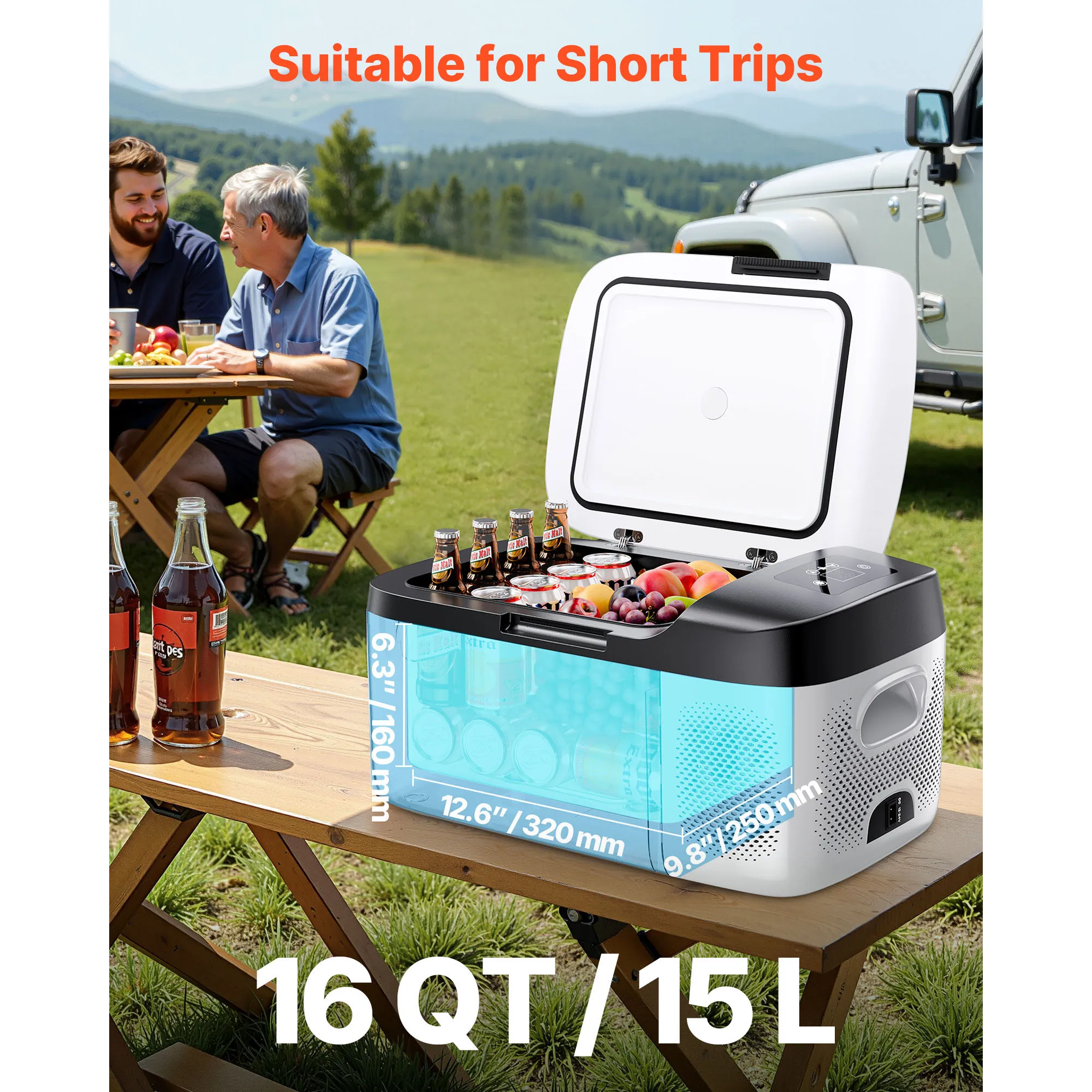 SucceBuy 15L Small Fridge Portable Car Freezer 12V/24V Mini Refrigerator Compressor Cooler for RVs Traveling Camping Outdoor - Image 3