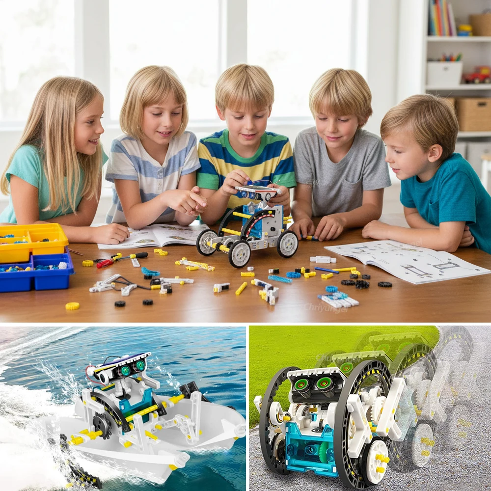 Newest 13 in 1 Solar Robot Kit STEM Educational Toy DIY Science Experiment Technological Gadgets Electric Solar Robots for Kids - Image 4