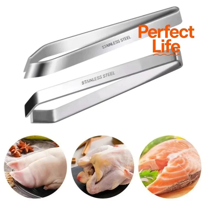 1pcs 430 Stainless Steel Fish Bone Tweezers Pincer Clip Puller Remover Tongs Fish Bone Plucking Clamp Kitchen Gadgets Tools - Image 3