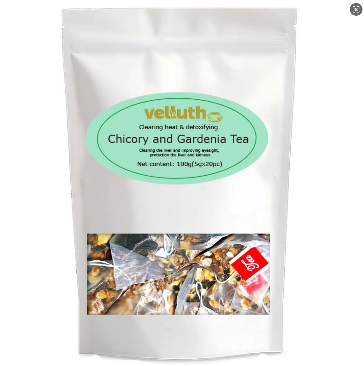Chicory Gardenia tea, rich in antioxidants, enhances immunity, caffeine free, sugar free, vegan, 20 packs - Image 6