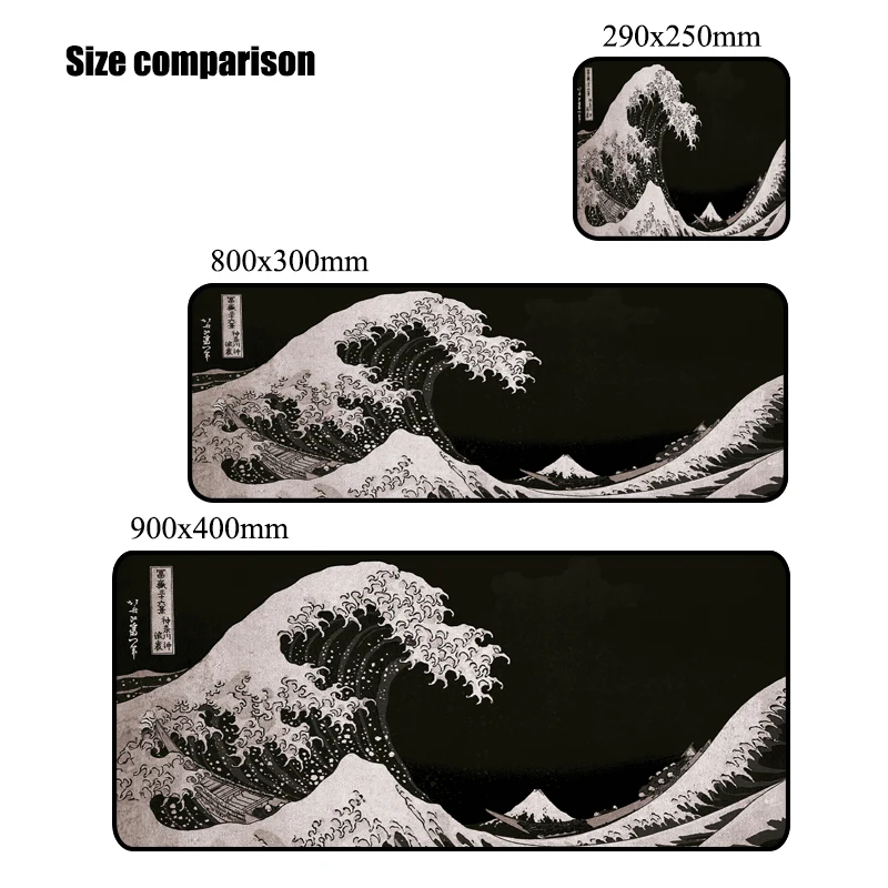 The Great Wave Off Kanagawa Black Gaming Mouse Pad Cushions Non-slip Pad Pad on The Table Carpet Gamepad Desk Gadget Mouse Mat - Image 2
