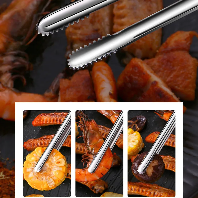 Stainless Steel Grill Tongs Food Clip BBQ Steak Clip Bread Tong Cooking Utensils Party Non-Slip Kitchen Gadgets Accessories - Image 4