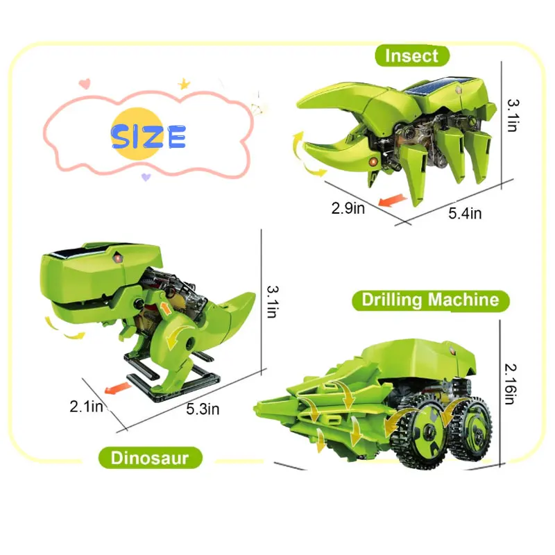 Dinosaur Solar Energy/Powered Stem Toy Technological Gadgets Robotica Kit Education DIY Science Car Toy for Children Boys - Image 5