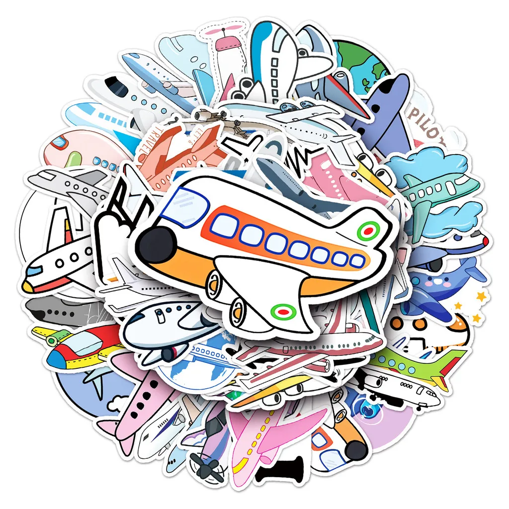 50 Charming Airplane Decals - Reusable Vinyl Stickers for Travel Lovers, Tech Gadgets( Anime Worlds Store)(Anime Worlds Store)