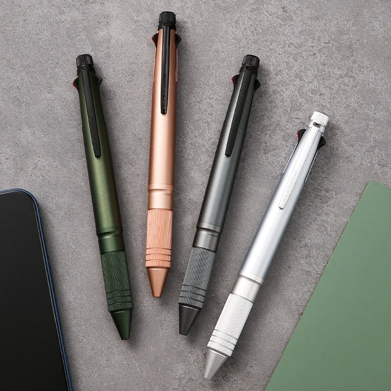 Uni 4&1 Multi Pen, Japan Jetstream Metal Edition - 0.5mm 4 Colors Ink Ballpoint Pen and Mechanical Pencil, School Office Gadgets - Image 2
