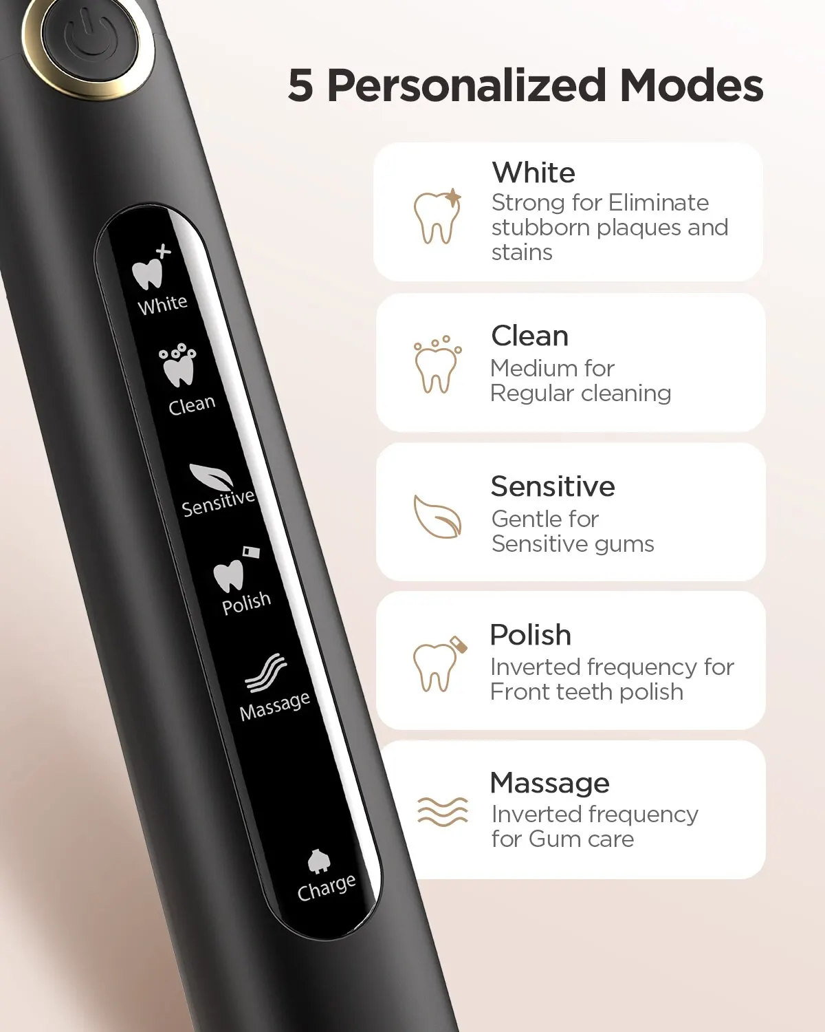 Fairywill Electric Sonic Toothbrush USB Charge FW-507 Rechargeable Waterproof Electronic Tooth Brushes Replacement Heads Adult - Image 2