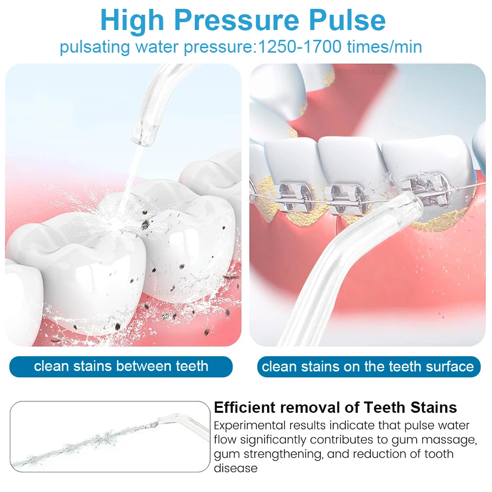 Water Flosser Dental Oral Irrigator Teeth Cleaning High Pressure Water Flosser for Teeth 800ML Mouth Washing Machine with 5x Tip - Image 4