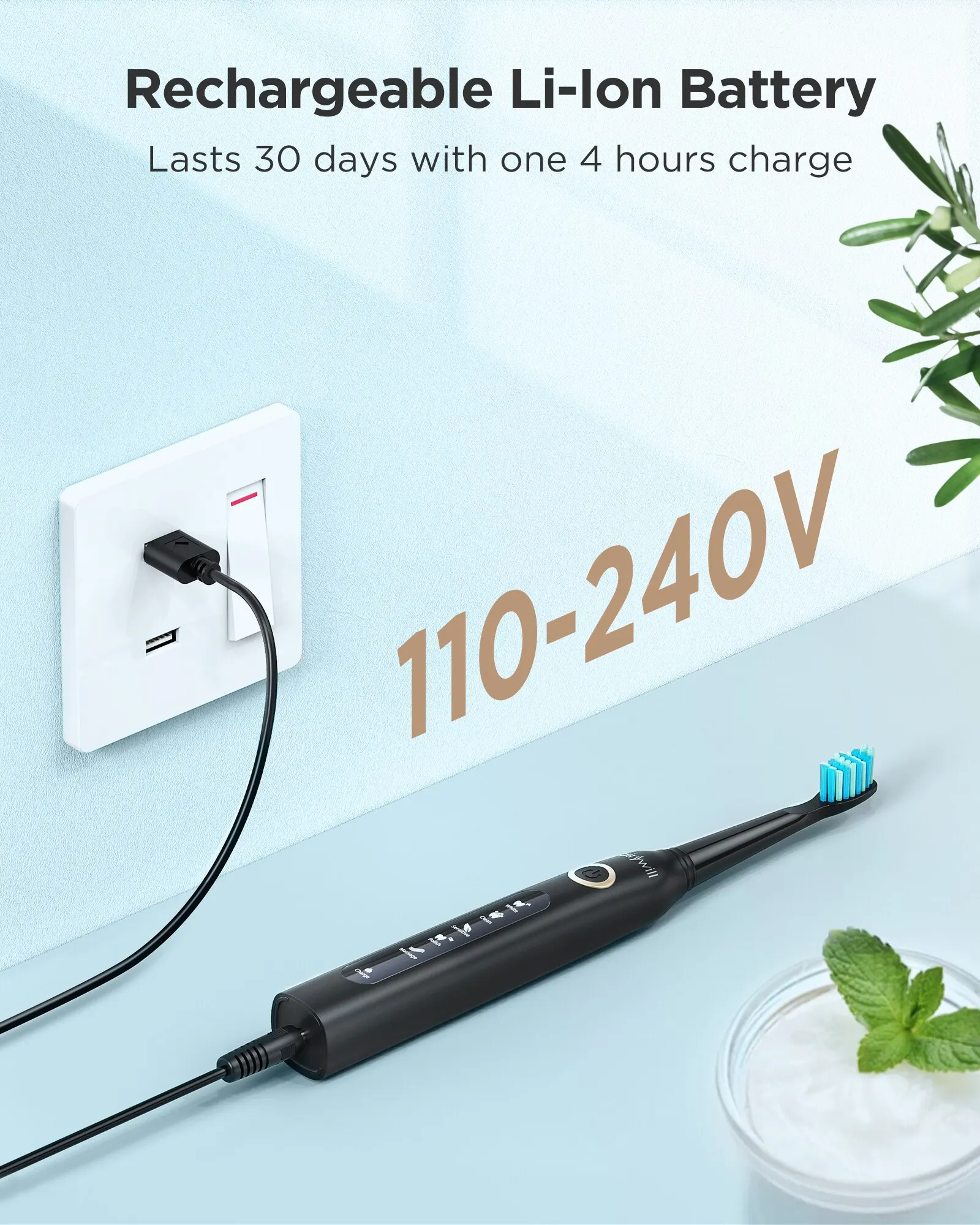 Fairywill Electric Sonic Toothbrush USB Charge FW-507 Rechargeable Waterproof Electronic Tooth Brushes Replacement Heads Adult - Image 5