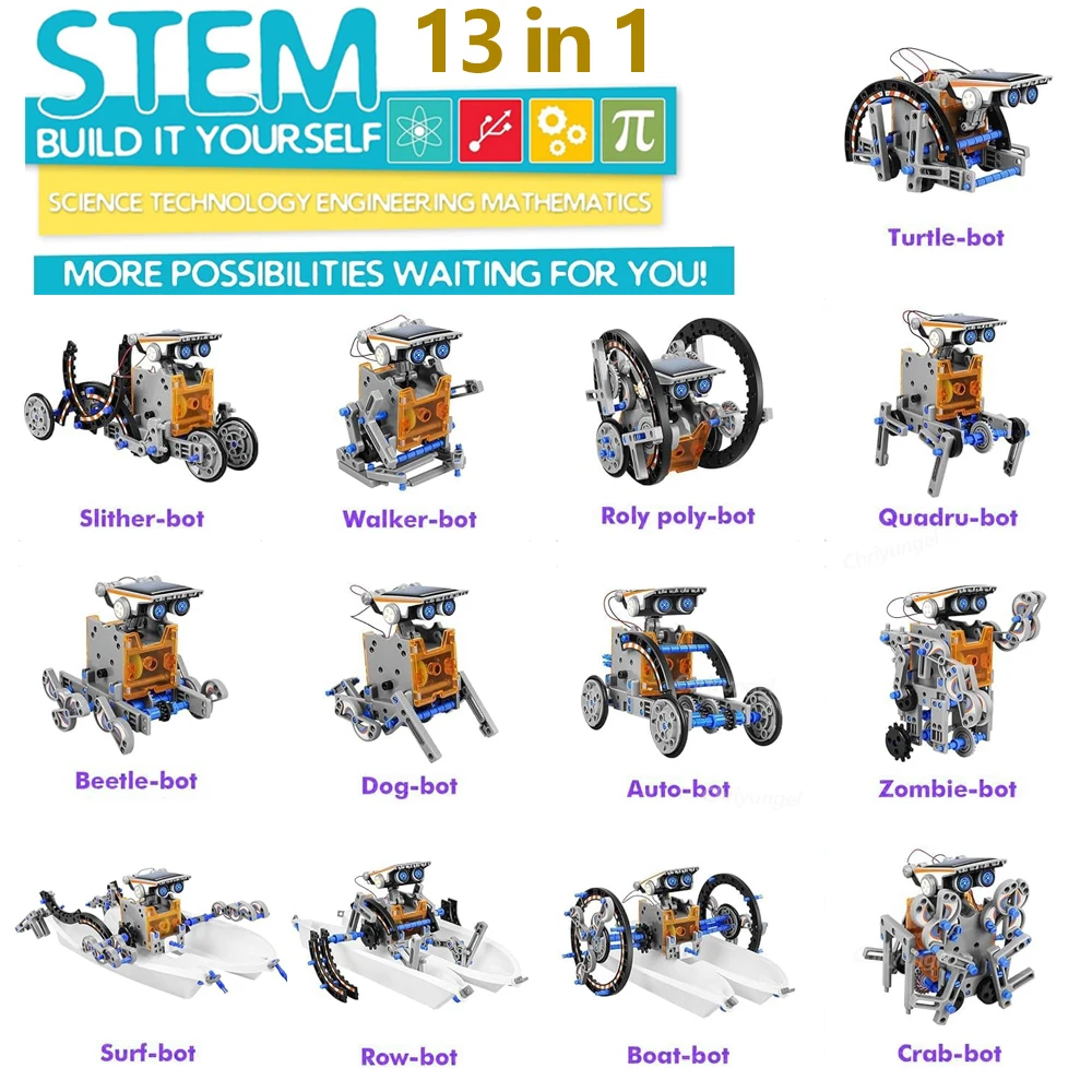 Newest 13 in 1 Solar Robot Kit STEM Educational Toy DIY Science Experiment Technological Gadgets Electric Solar Robots for Kids - Image 3